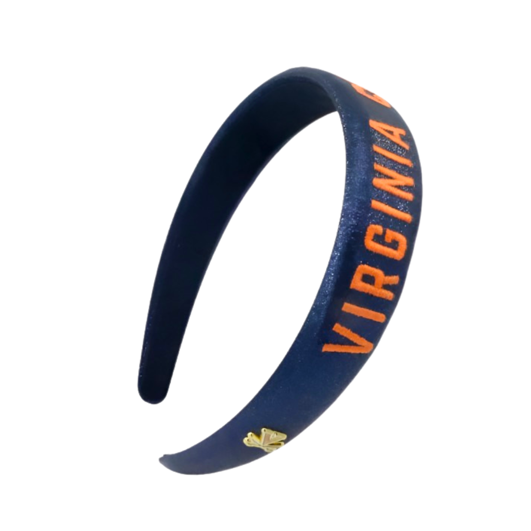 Virginia Navy Thin Embroidered Headband