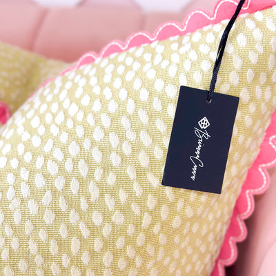 Thibaut Designer Pillow Cover - Spot On in Citron with Pink Pippa Trim