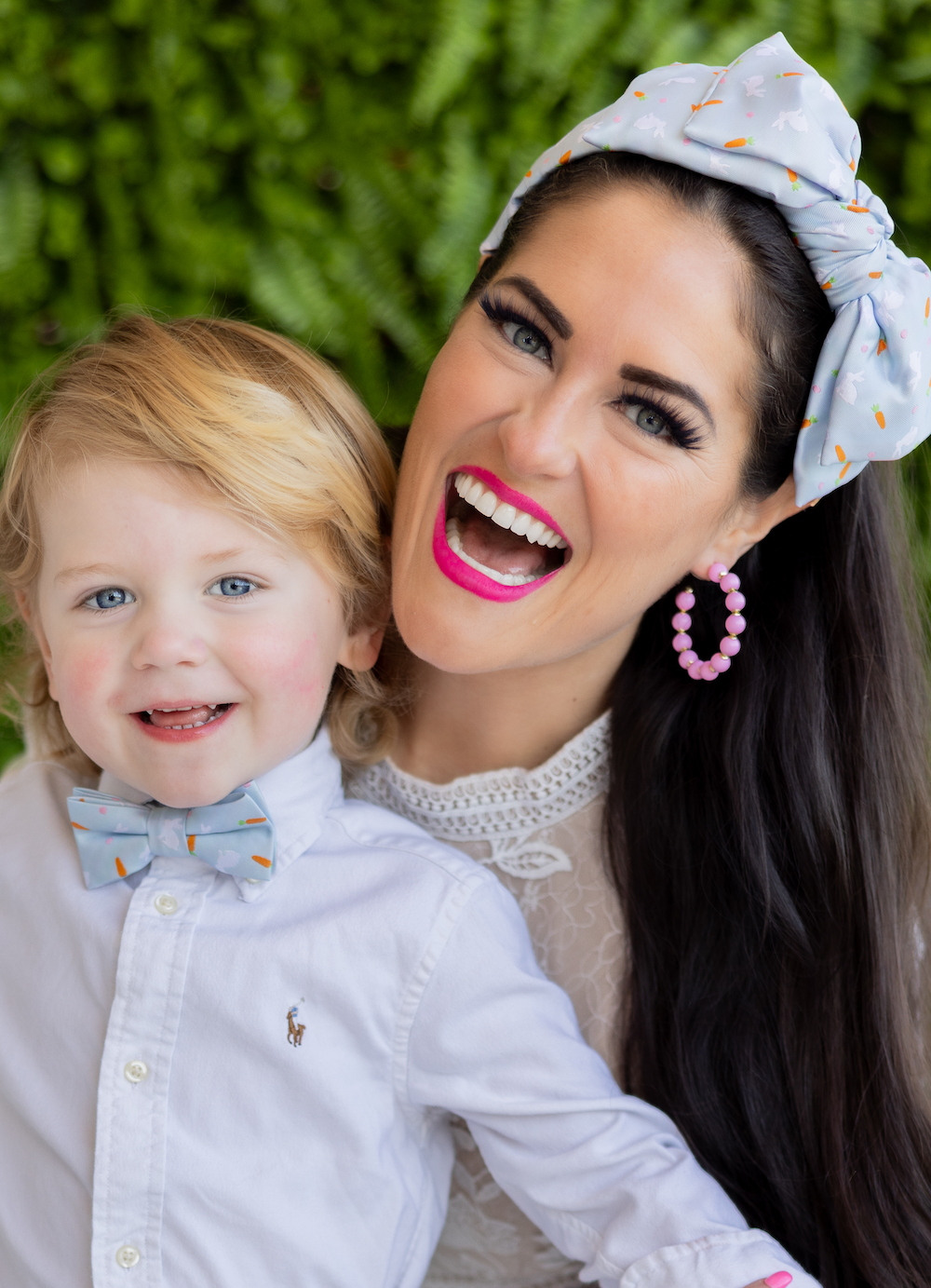 Pink Beaded Hoop Earring