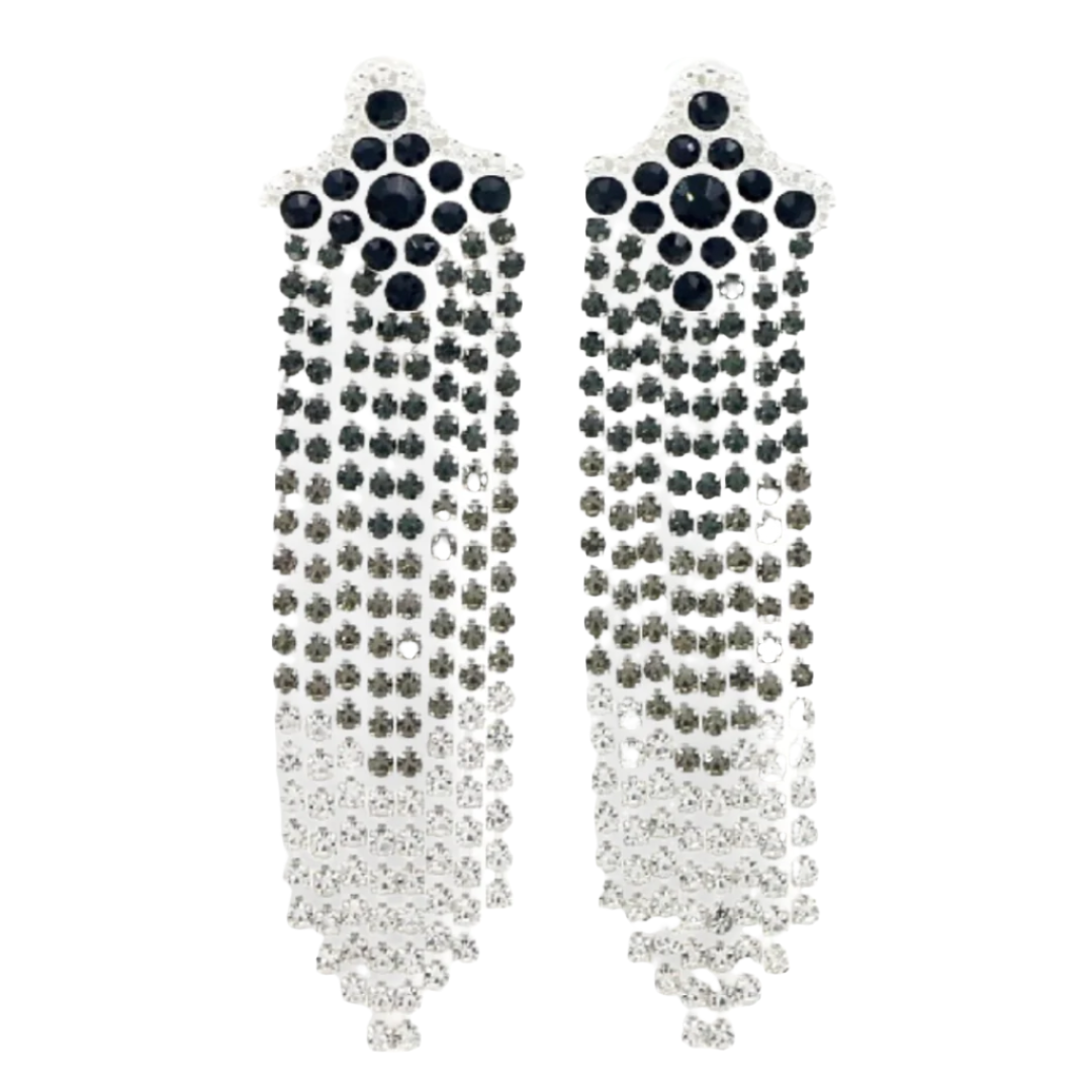 Black Ombre Crystal Cascade Earrings