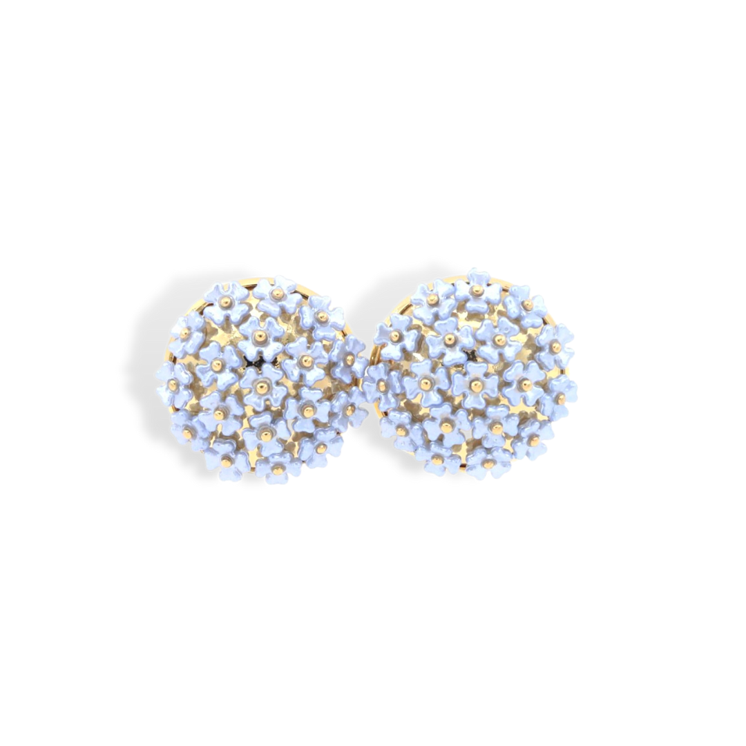 Bouquet Button Stud in Antique Blue