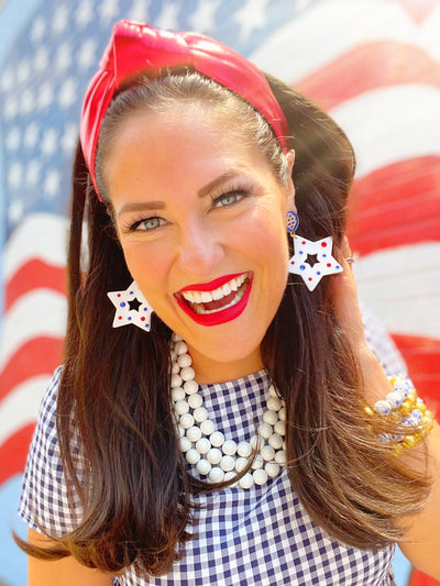 Red Puff Metallic Knotted Headband