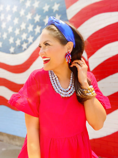 Blue Puff Metallic Knotted Headband